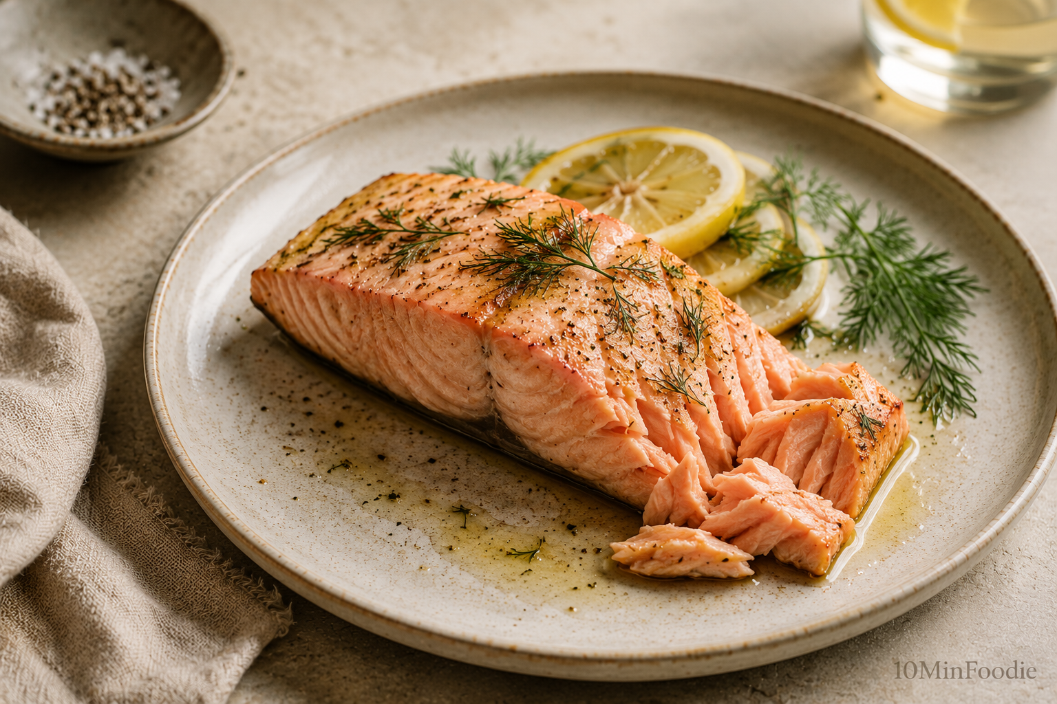 Flaky sous vide salmon